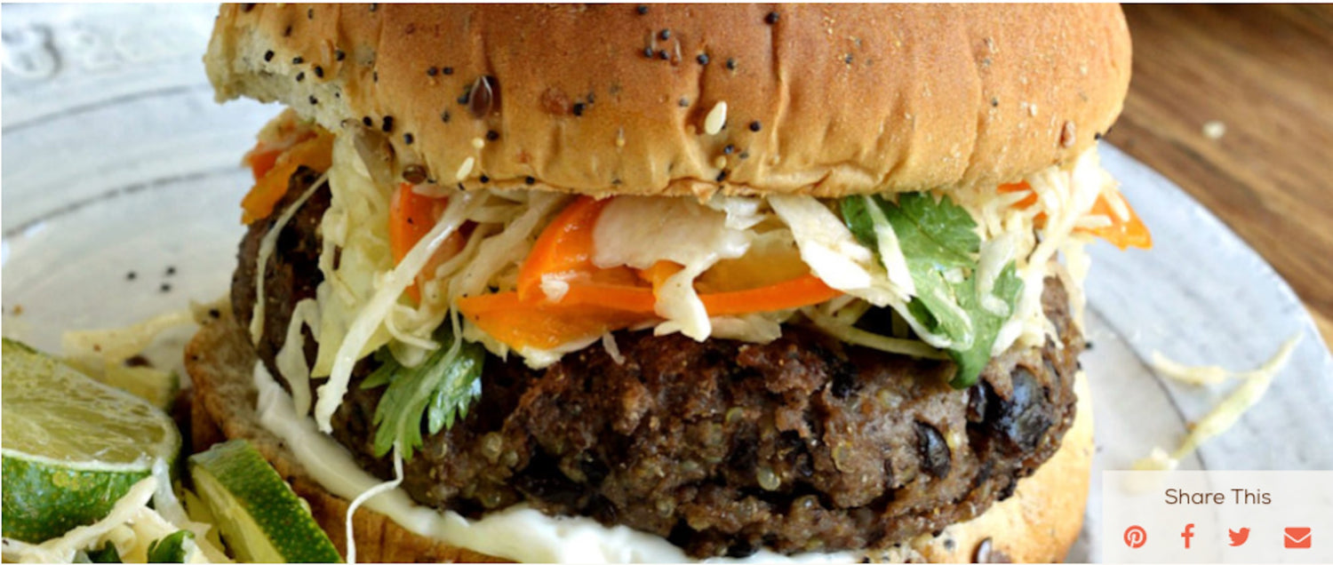 Black Bean Burger with Cilantro Lime Slaw